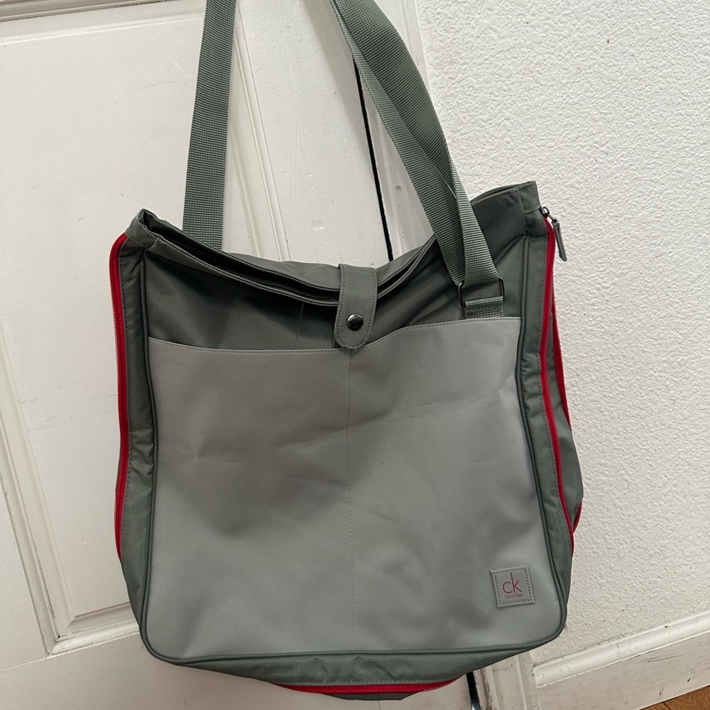 Calvin Klein Gray messenger bag with Red Trim